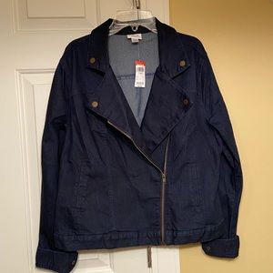 Dark Chambray Denim Biker Jacket